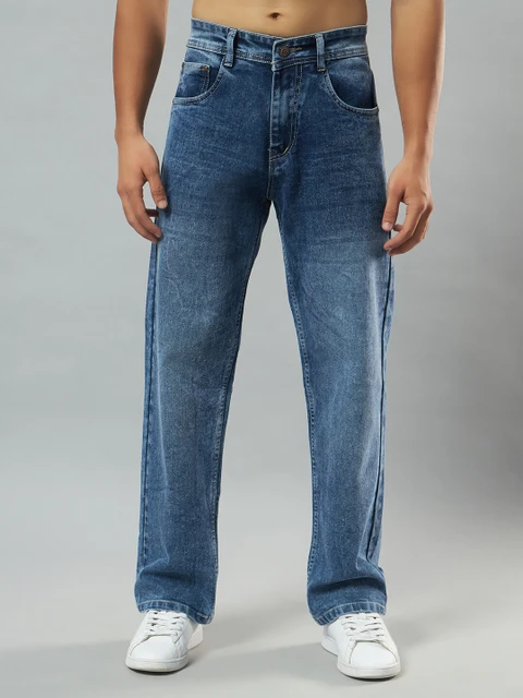 Premium washed straight fit denim